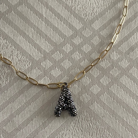 PANACEA 14K Gold Plated Paper Clip Chain Luxe Initial Necklace Letter A - Picture 6 of 10